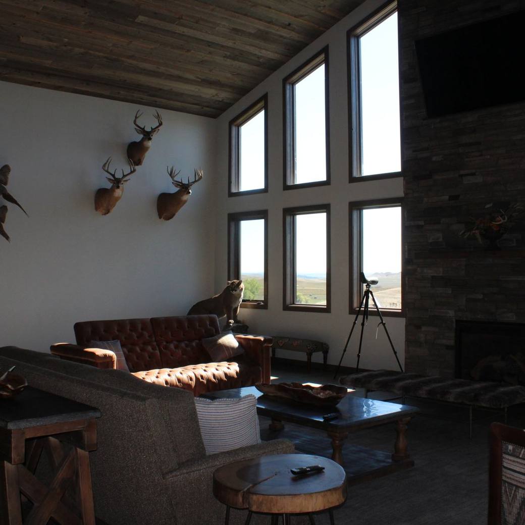 Great room windows and mounts at the lodge