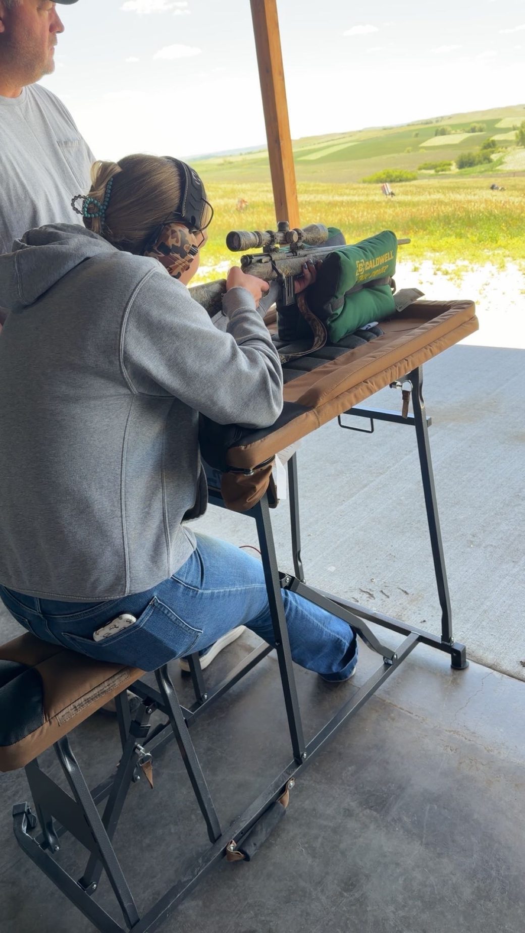 Spotting for a shooter on the long-range bench