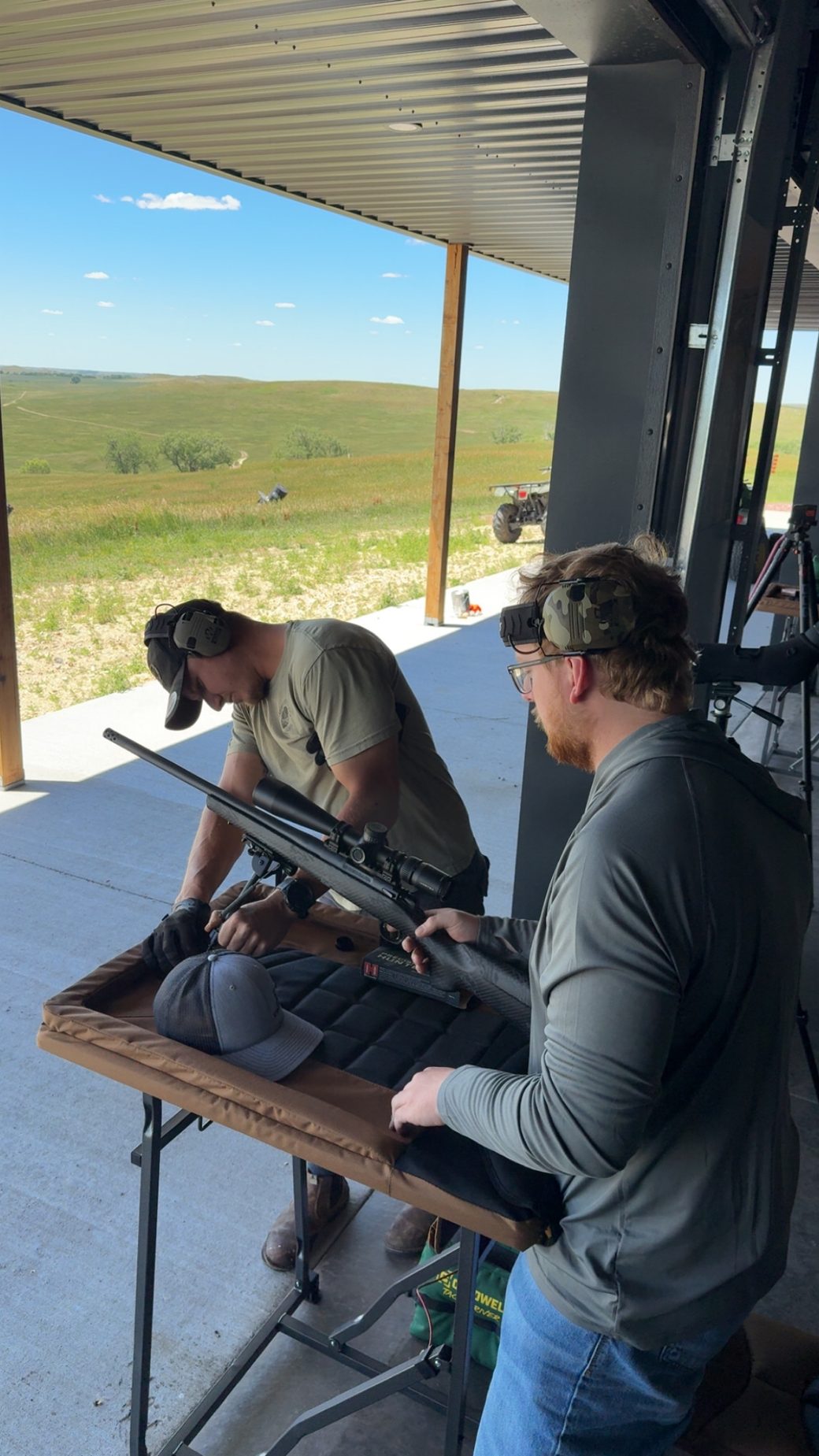 Setting up a rifle on the long-range bench