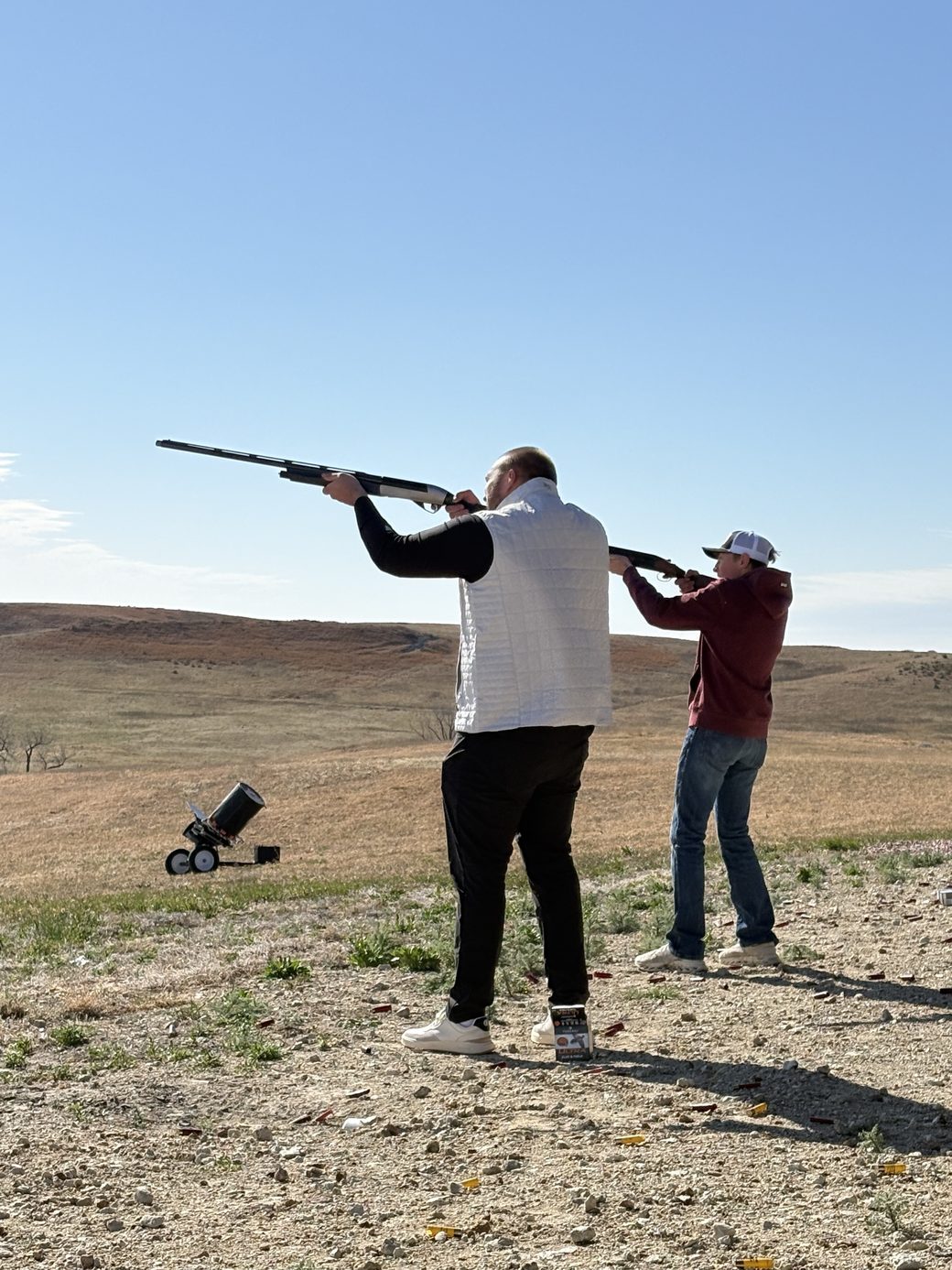 Guests shooting clays on the trap range at Bolton Ranch