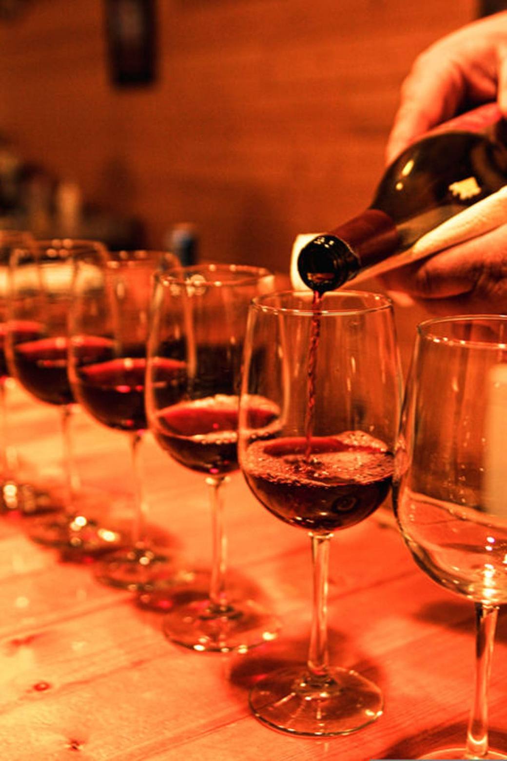 Wine poured at the lodge table