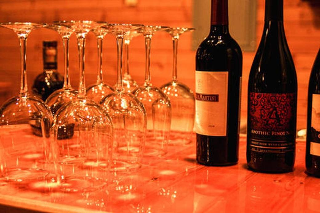 Glassware and wine at The Lodge at Bolton Ranch